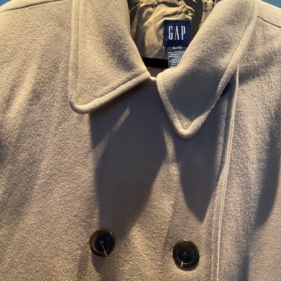GAP XL (armpit 22 length 33) - Beige Brown Tan Camel pea coat jacket - Picture 12 of 14